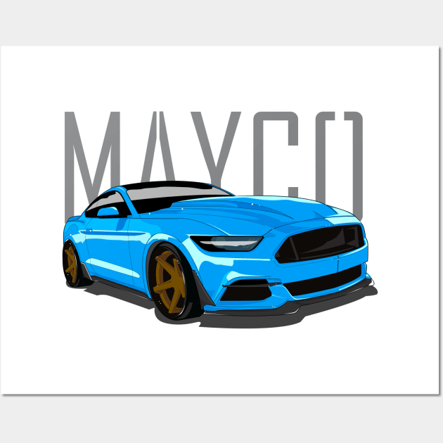 S550 Ford Mustang tuned grabber blue Wall Art by MAYCO DESIGN